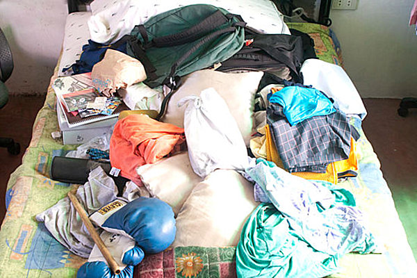 Clutter on a bed
