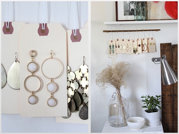 Shipping label earring organizer