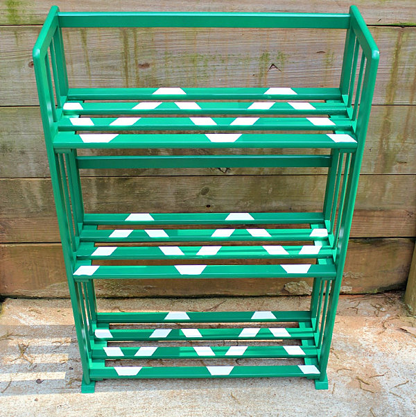 Bookshelf makeover with a chevron print