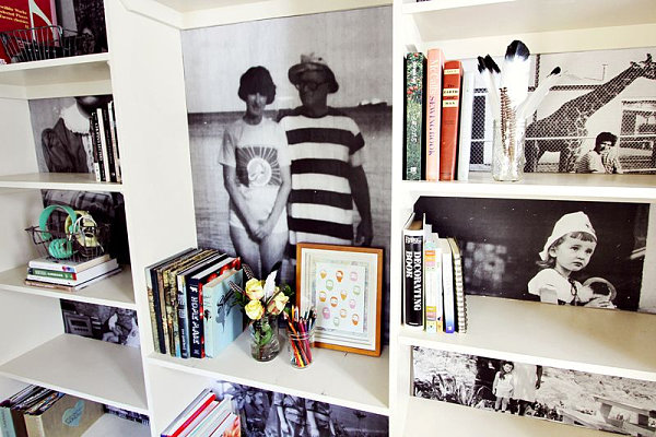 Family photo bookshelf project