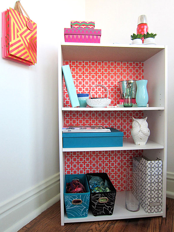 Geometric bookshelf makeover