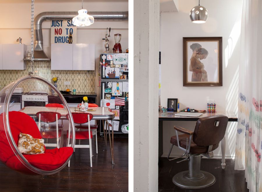 Look at the dining room and the small work area