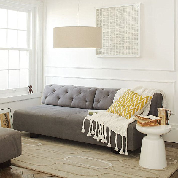 Tufted gray sofa