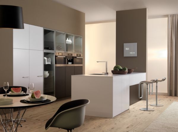 Cyclone Dining table in a minimalist kitchen