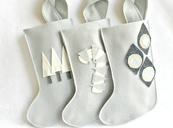 Gray, charcoal and white Christmas stockings