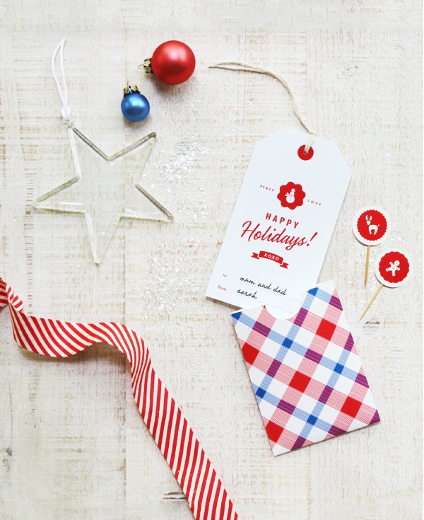 Retro-style gift tag and envelope
