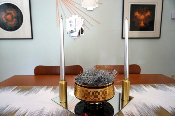 Silver and gold holiday vignette
