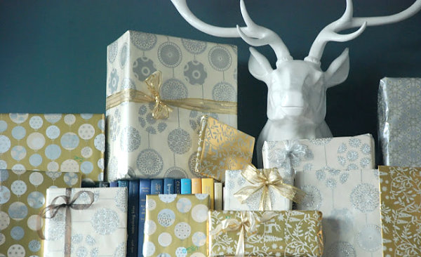 Silver and gold gift wrap