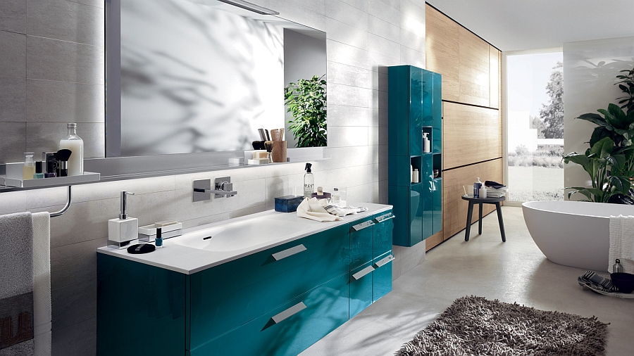 Baltic Blue cabinets for the modern bathroom