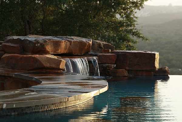 Closer view of the waterfall feature