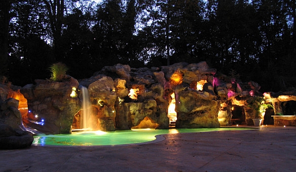 Extensive rock grotto includes a swim-up bar!