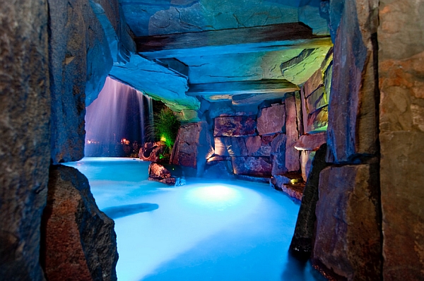 View of the grotto beneath the waterfalls