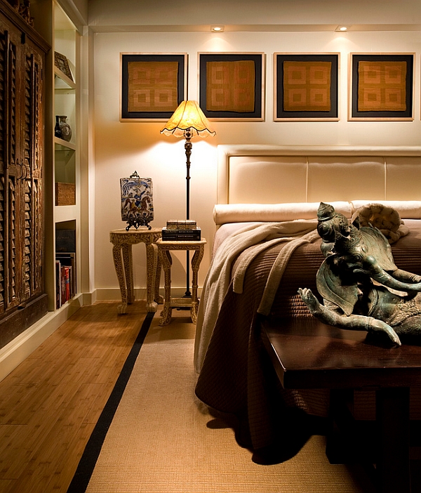 Cozy bedroom with a beautiful Indian style