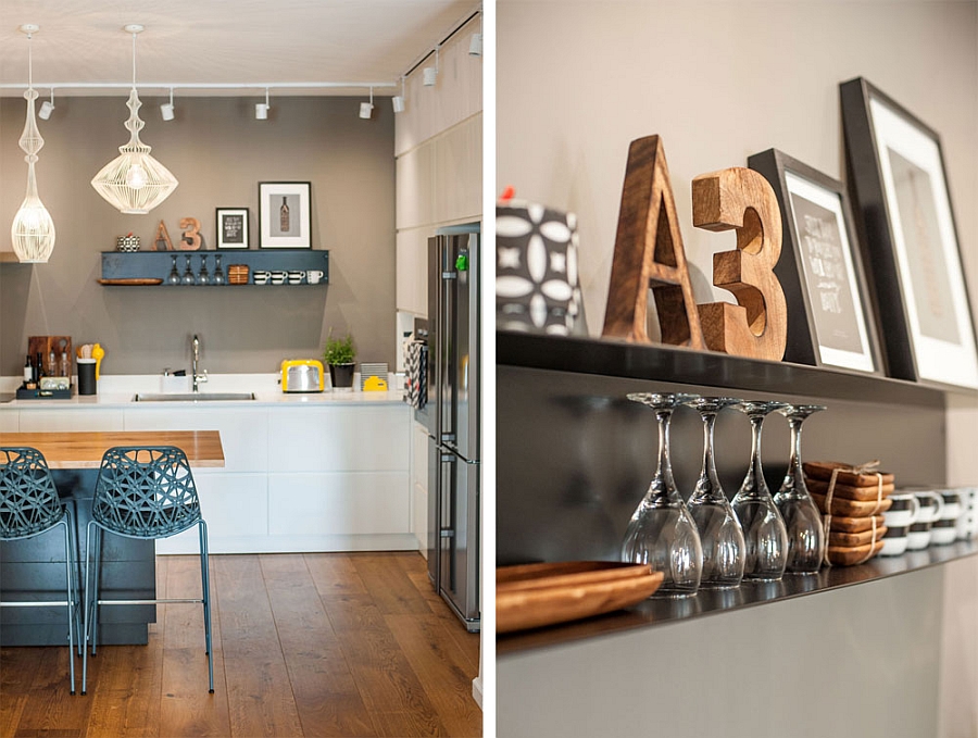 Floating cabinets in the kitchen