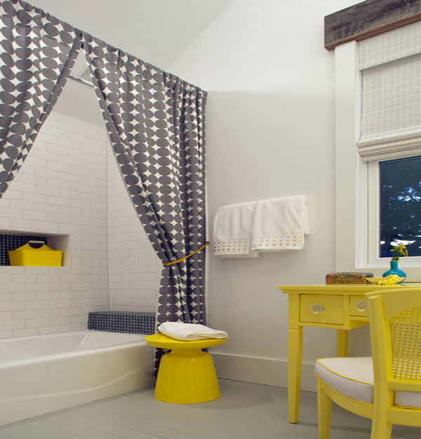 A touch of whimsical yellow in the bathroom