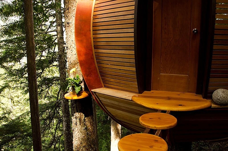 Beautiful entrance to the compact treehouse