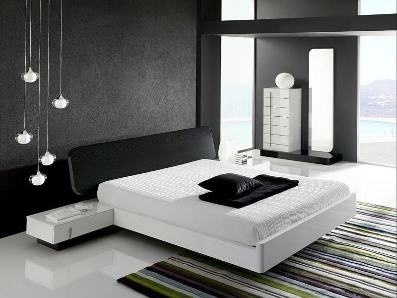 Dramatic minimalist bedroom that makes a bold visual impact