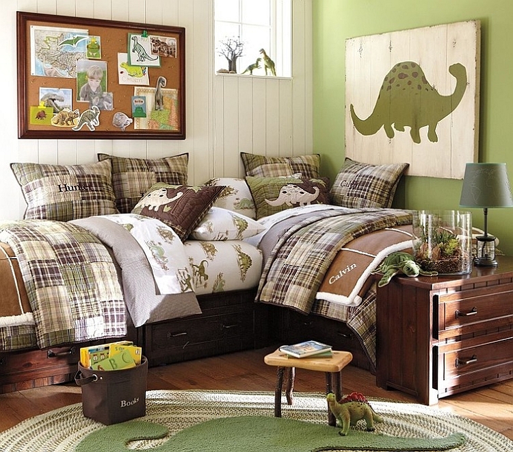 Bring in some green with the Dino wall art and rug
