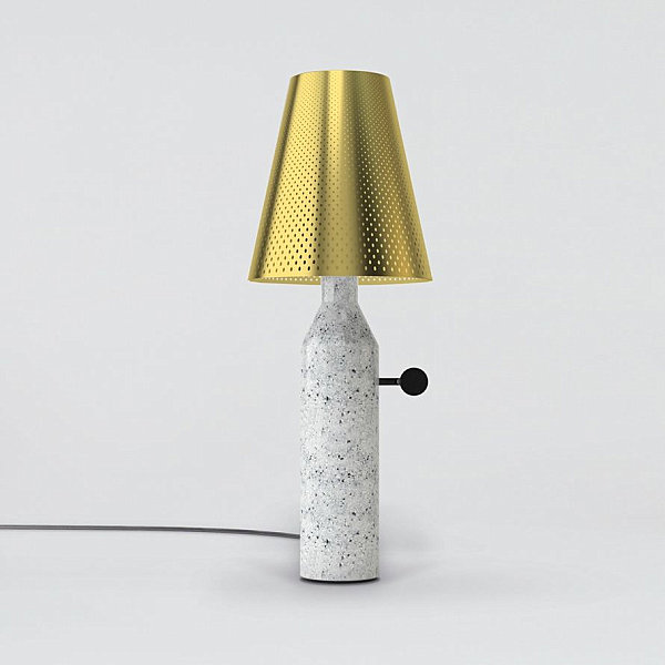 Marble and lasercut steel lamp