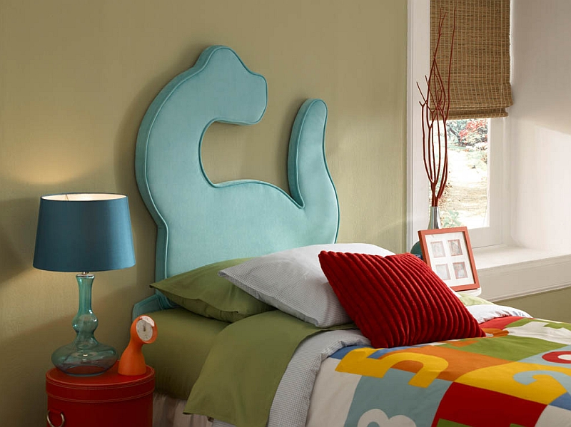 Super cool Dinosaur twin headboard for the boy’s bedroom