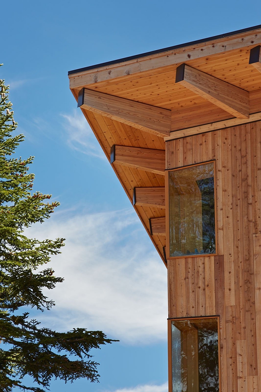 Gorgeous wooden exterior of the Crow’s Nest Residence