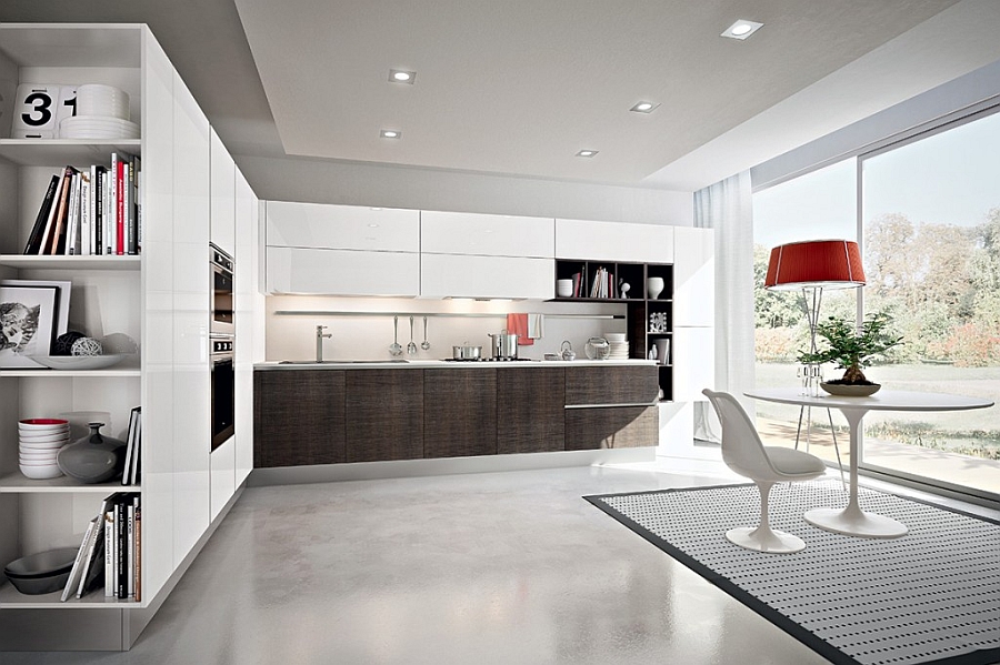 Smart kitchen shelves make ample use of the vertical space