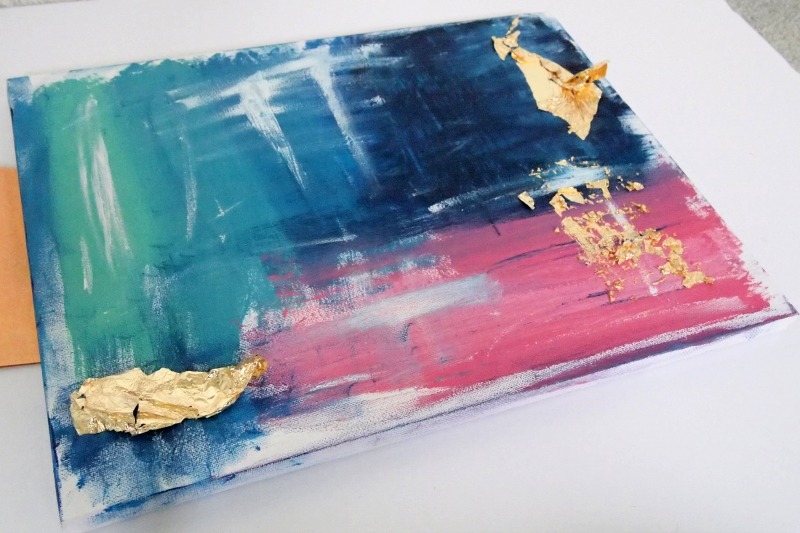 DIY Abstract Painting with Gold Foil – Adding the golden glint!