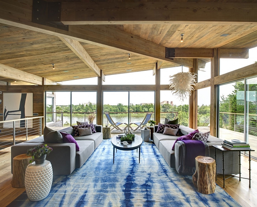 Exquisite top level living area with beautiful views of the estuary and ocean beyond