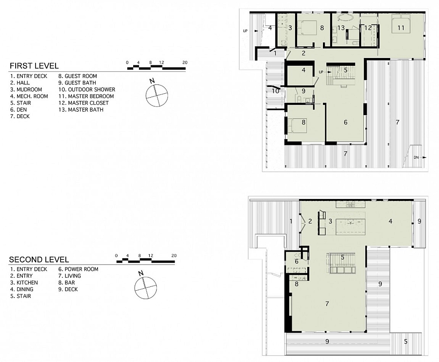 Floor plan of teh first and second levels of a renovated New York House