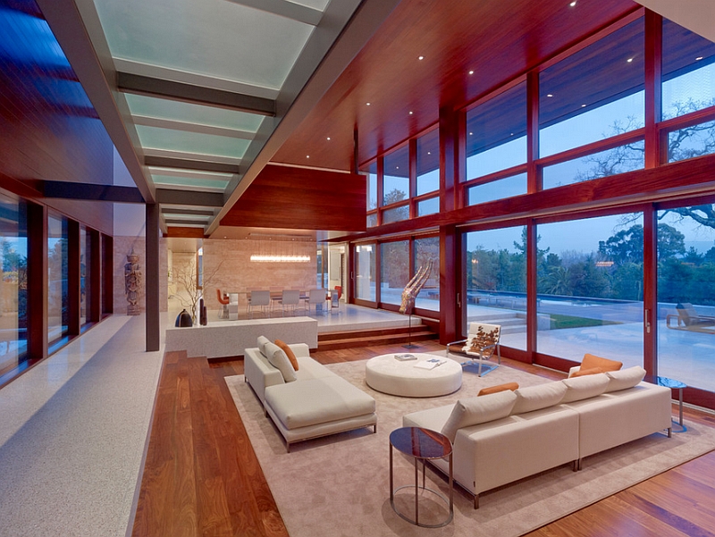 Huge glass doors and windows shape the ambiance inside this San Francisco home