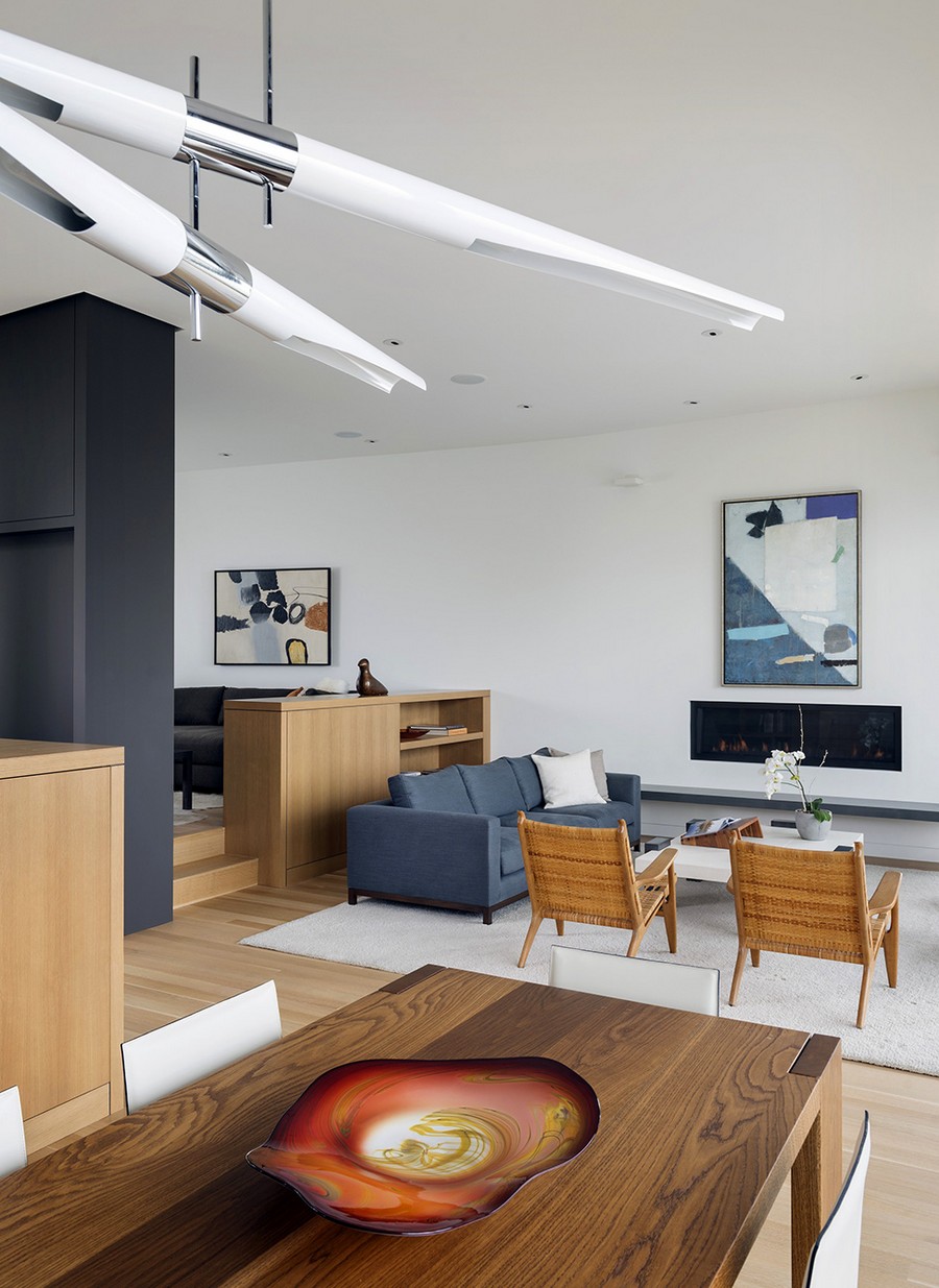 Contemporary interior with warm wooden tones