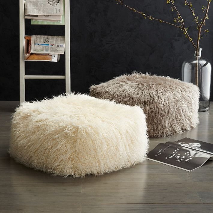Faux wool poof from West Elm