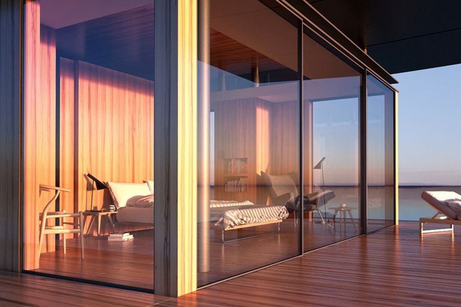 Glass walls bring the outdoors inside