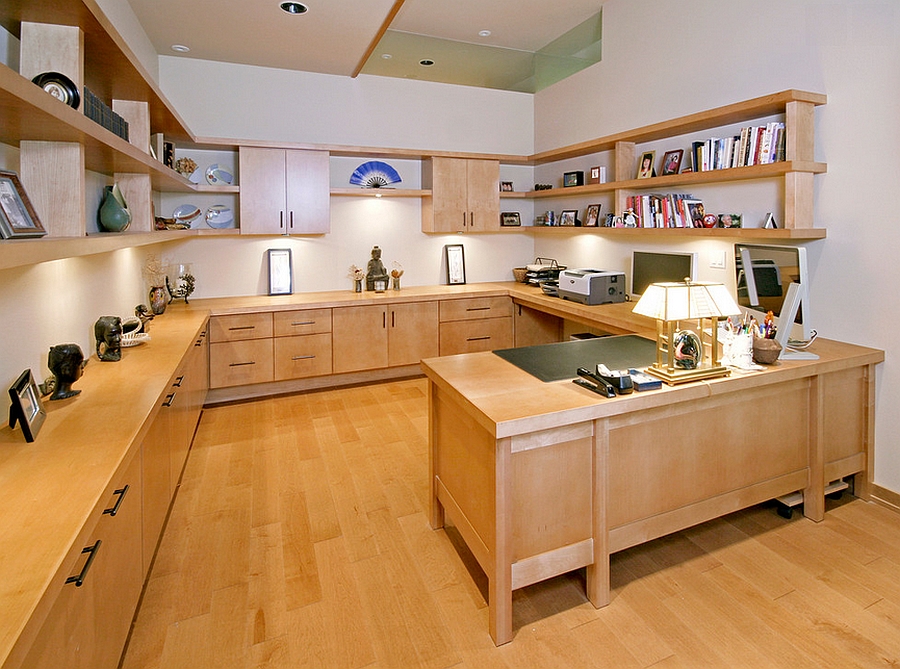 Design of the home office gives multiple seating options