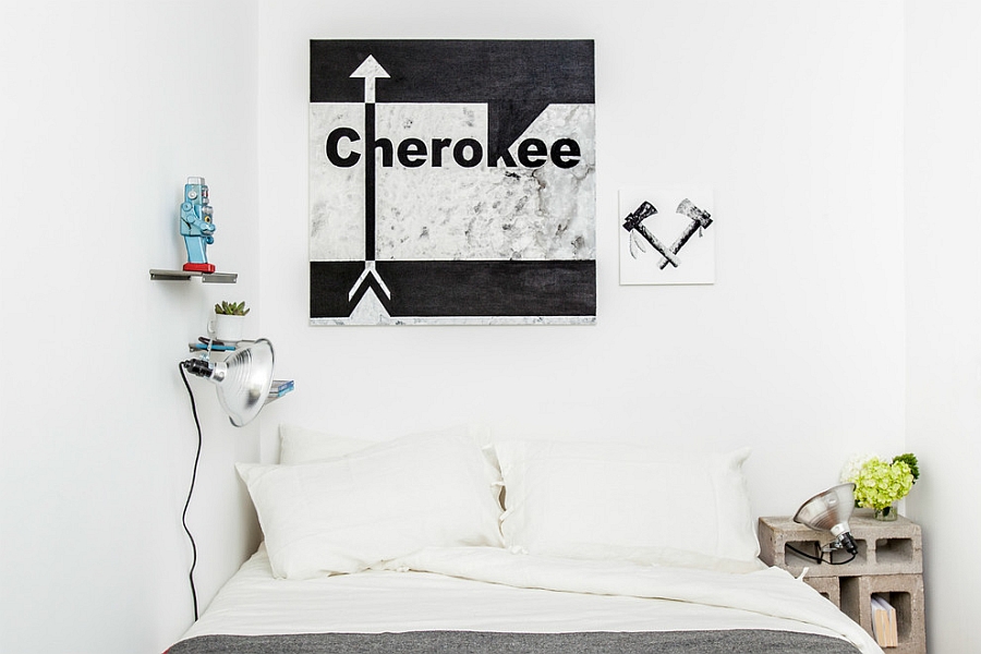 Small eclectic bedroom in white