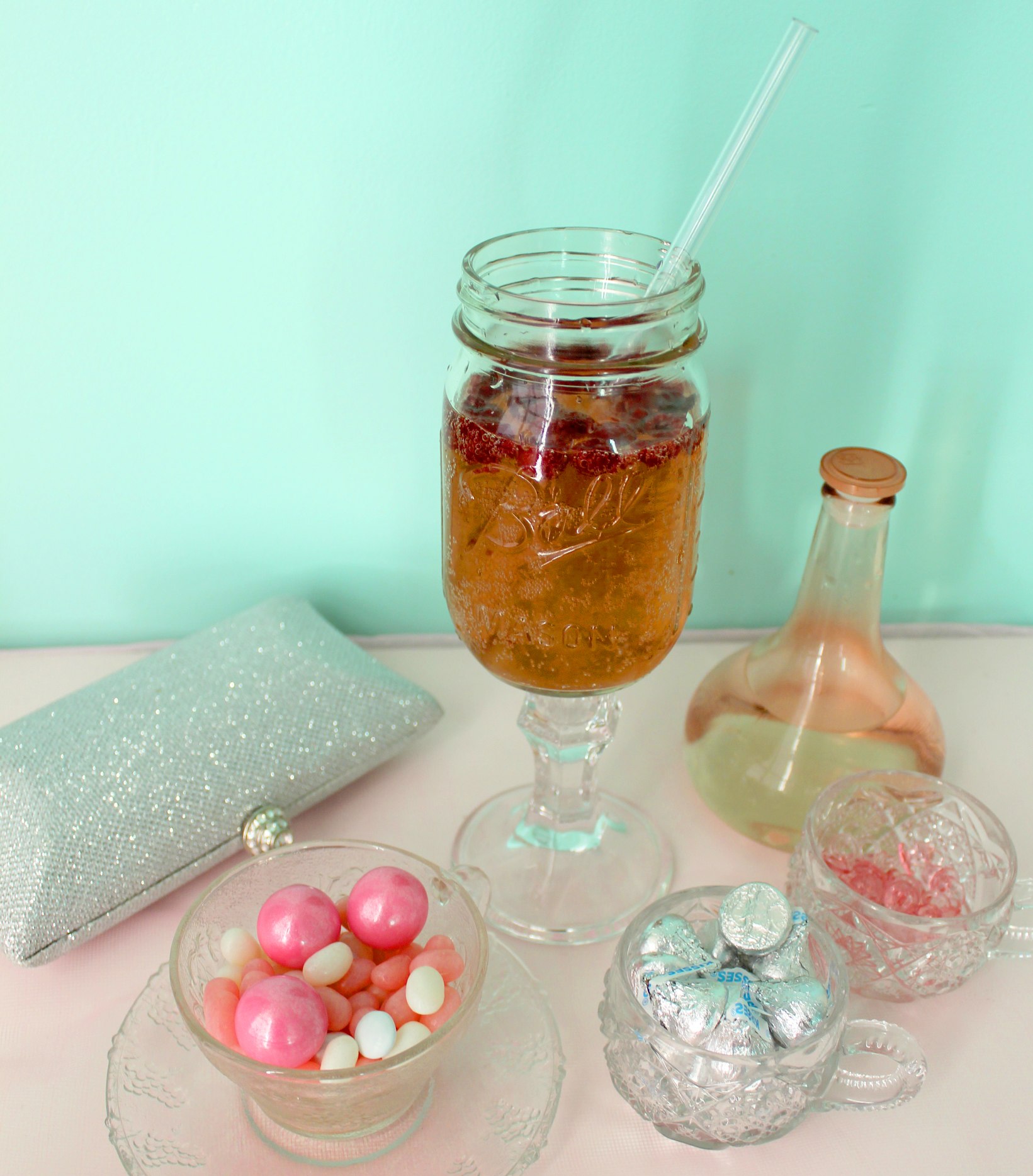 Pink Mason Jar Wine Glass Color Scheme