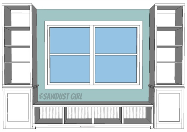 Window Seat and Bookcase Plan