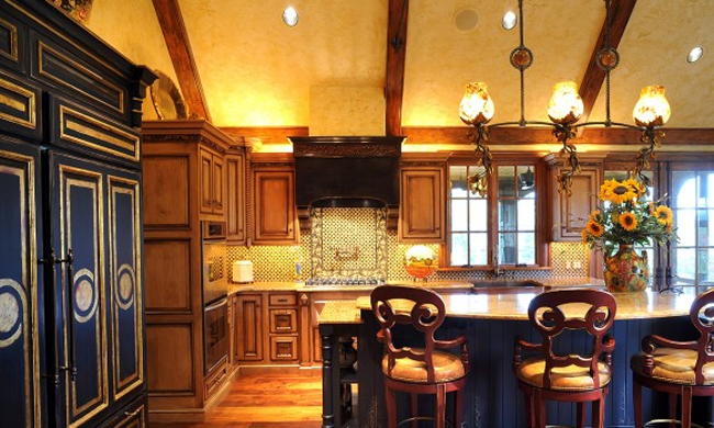 Opulent Kitchen with Built-In Refrigerator