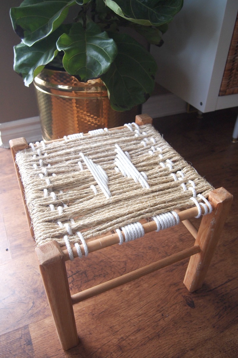 DIY Woven Footstool – finished