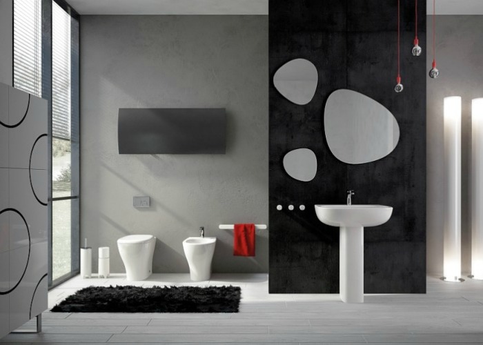 A Modern Black, White and Grey bathroom