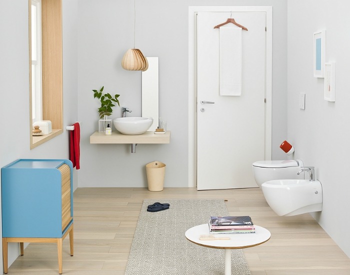 This bathroom could be boring, but accessories make it fun