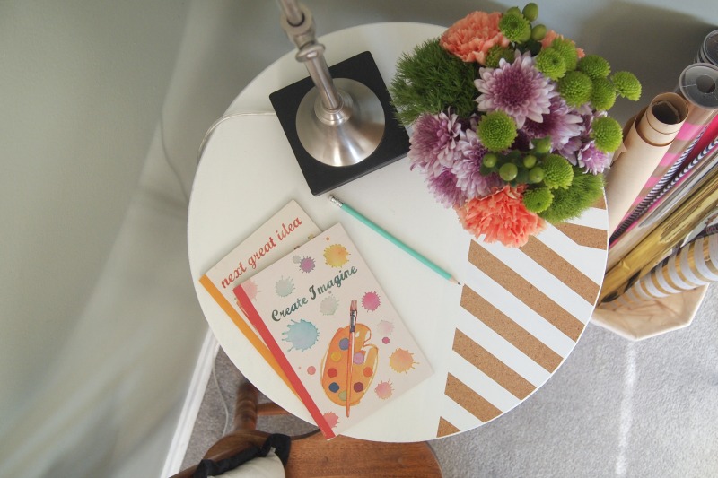view from above of striped table