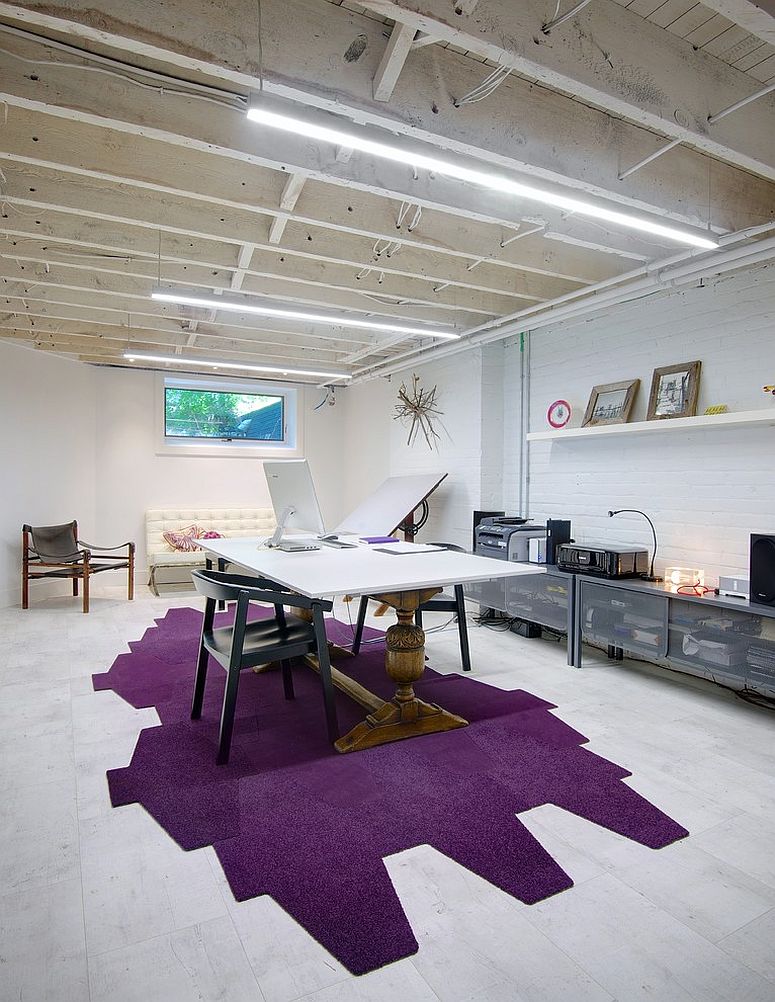 Custom crafted table with pedastal legs and contemporary table top in the home office