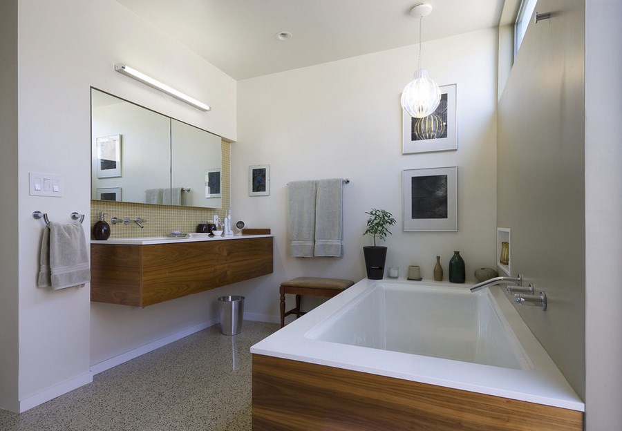 Modern bathroom with seamless terrazzo tile