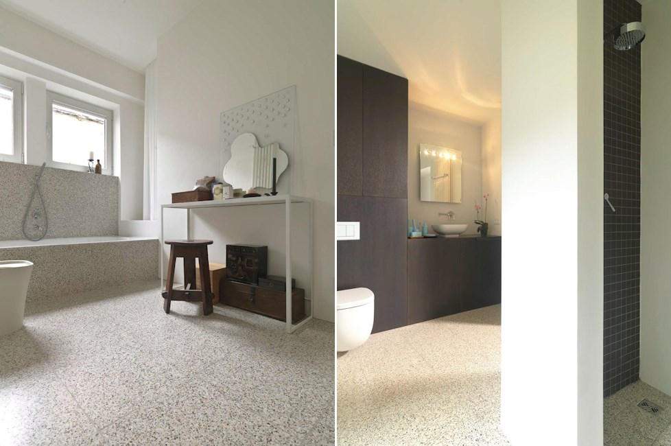 Terrazzo tile in white and beige from Artistic Tile