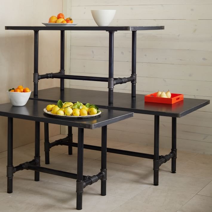 Metal-top trestle tables from West Elm