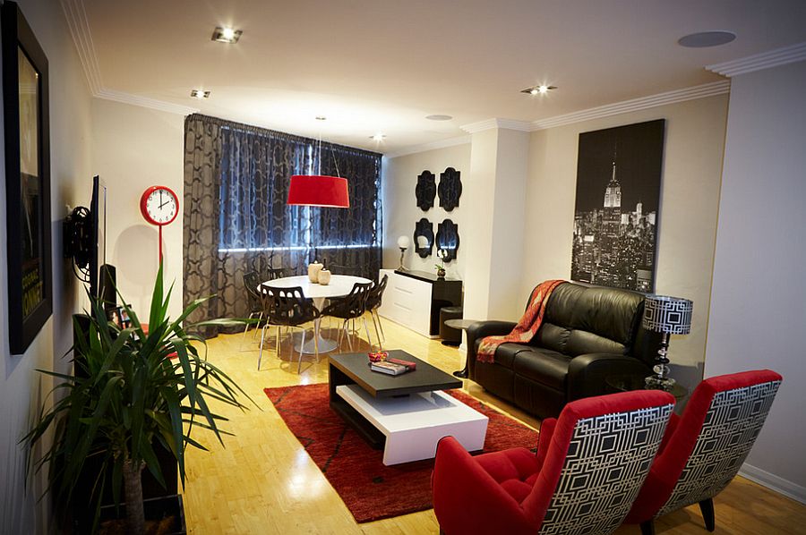 Patterned curtains in gray for the chic modern living room