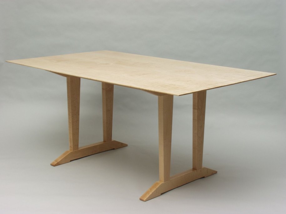Tiger maple trestle table from Custom Made