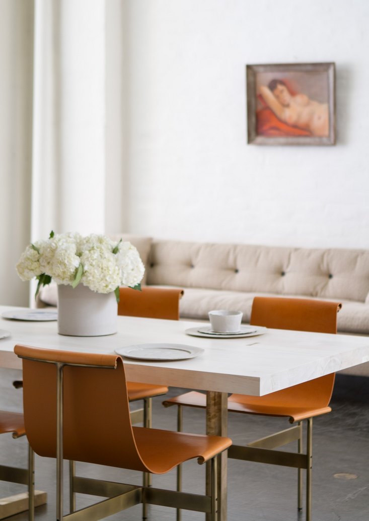 Trestle table with natural bronze base from BDDW