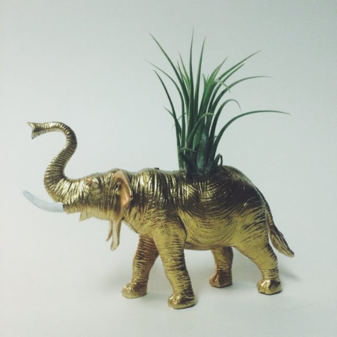 Gold elephant planter